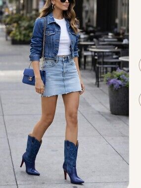 Source Unknown Blue Denim Heeled Boots
